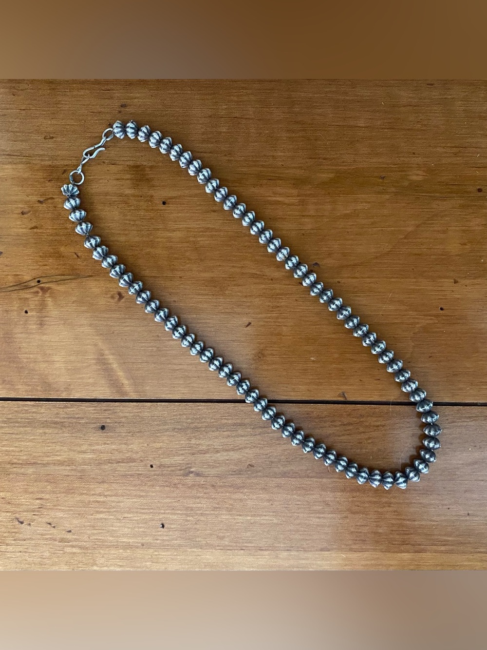 Vintage Native American Sterling Silver Beaded Necklace